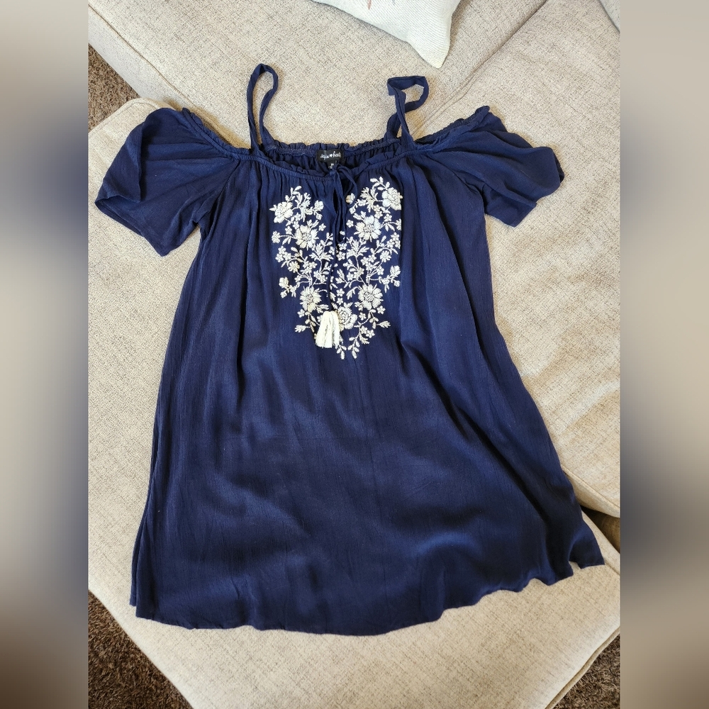 Womens Off Shoulder Embroidered Dress